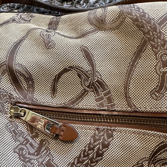 Lauren Ralph Lauren Women’s Brown Leather Trim Equestrian Tote Bag - Picture 16 of 16